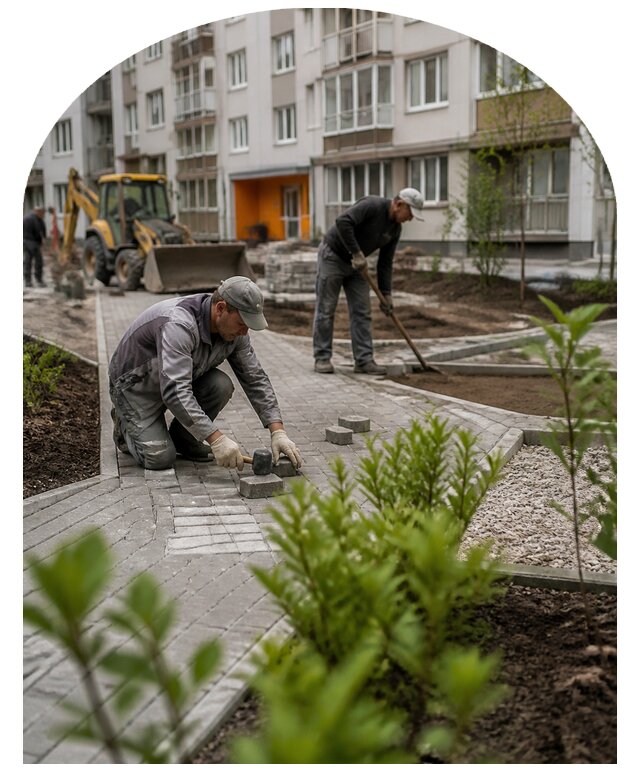 Благоустройство двора многоквартирного дома в Карталах